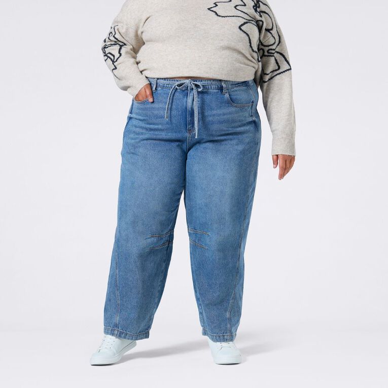 H&H Curve Women's Barrel Leg Jeans, Denim Light, hi-res