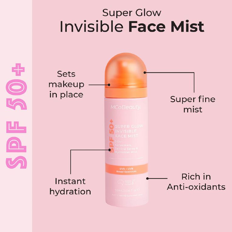 MCoBeauty Super Glow Invisible Face Mist SPF50+, , hi-res