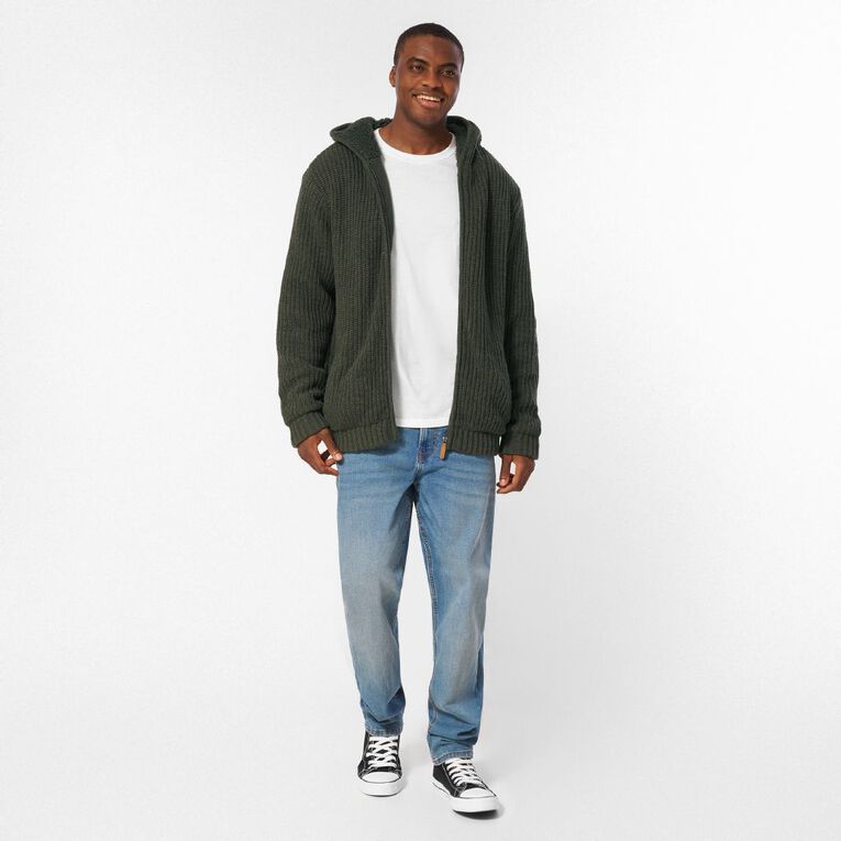 H&H Men's Sherpa Lined Zip Through Knitwear, Khaki, hi-res