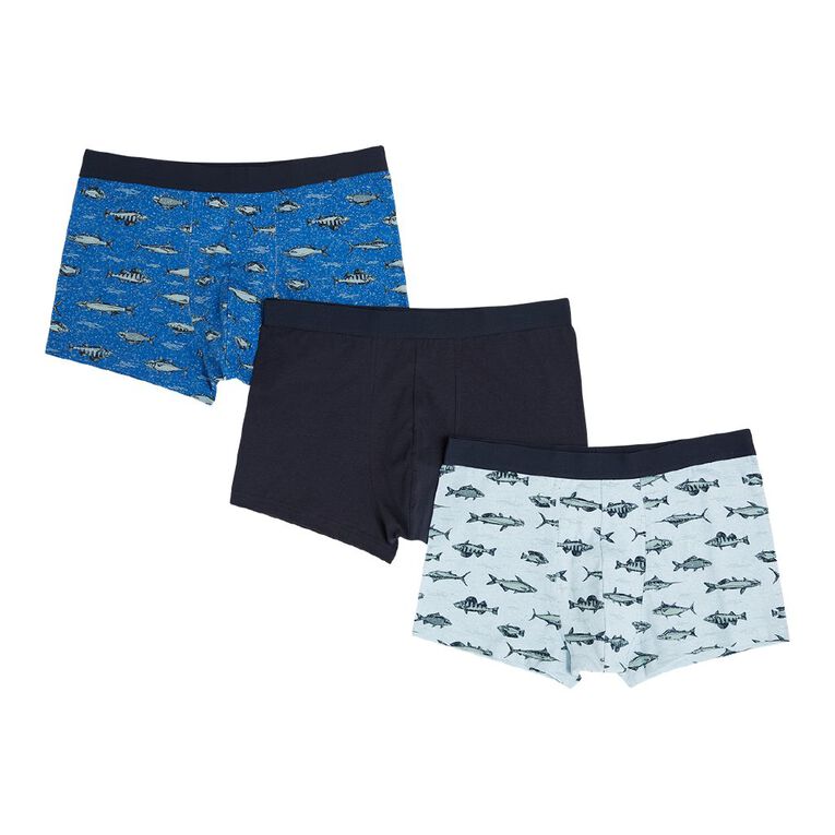 H&H Men's Trunks 3 Pack, Blue Mid, hi-res