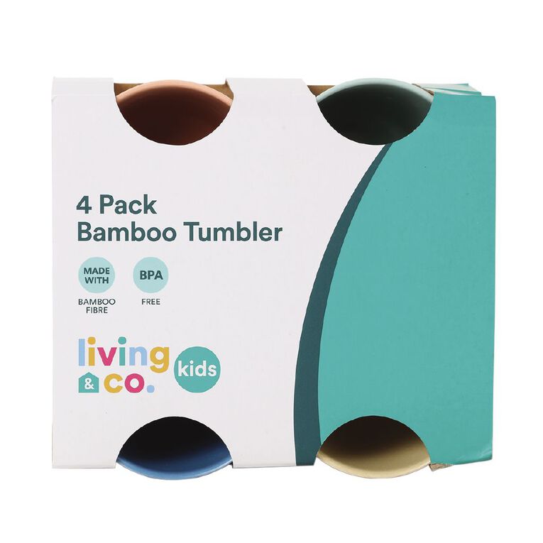 Living & Co Kids Bamboo Mix Tumbler 4 Pack Multi-Coloured 330ml, , hi-res
