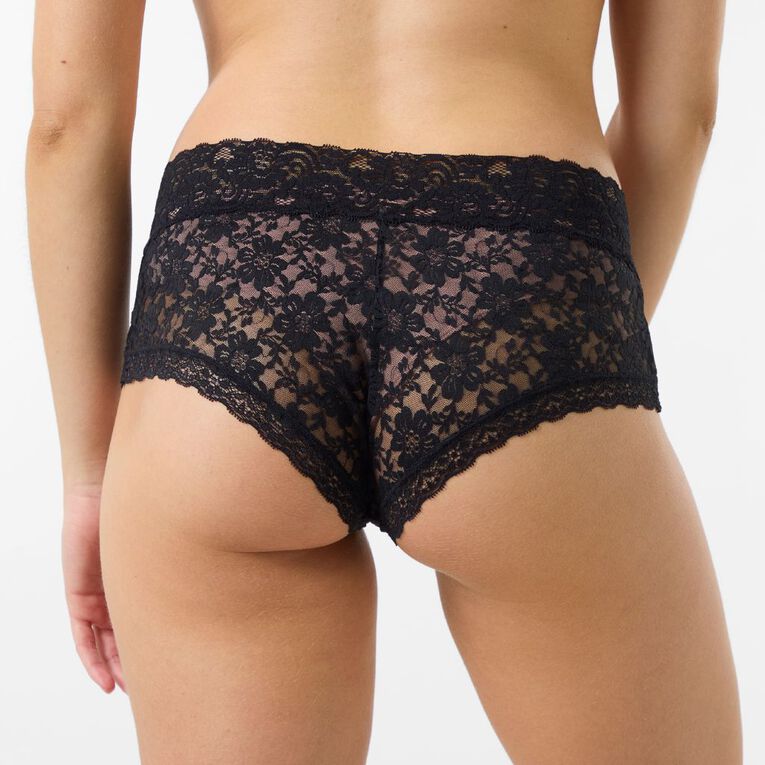 H&H Women's Poppy Lace Boyleg Briefs, Black, hi-res