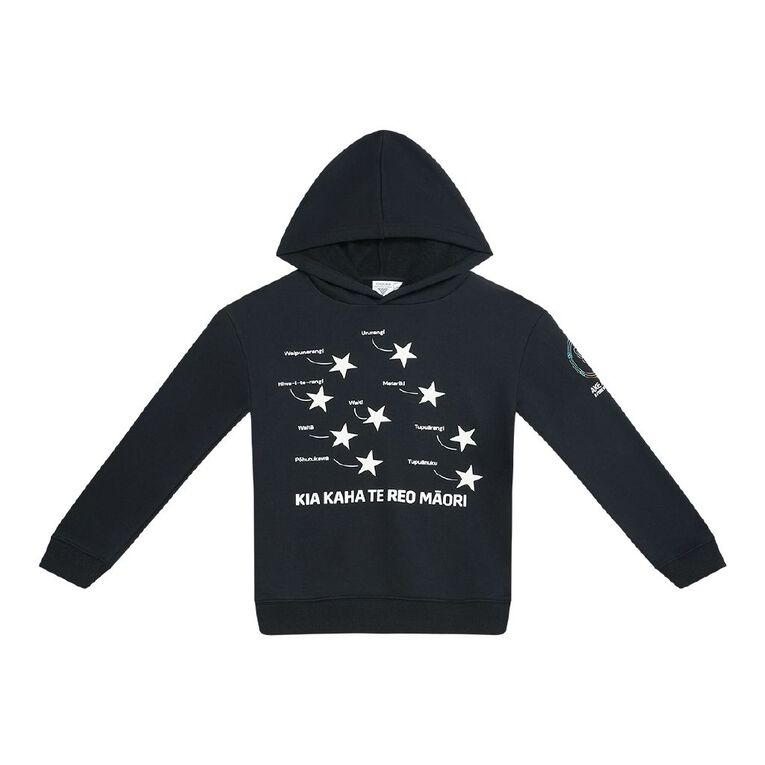 MLC Kids' Matariki Glow In The Dark Hoodie, Black, hi-res
