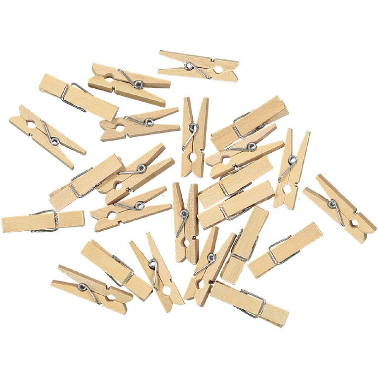 Uniti Wooden Pegs Natural 24 Pack, , hi-res