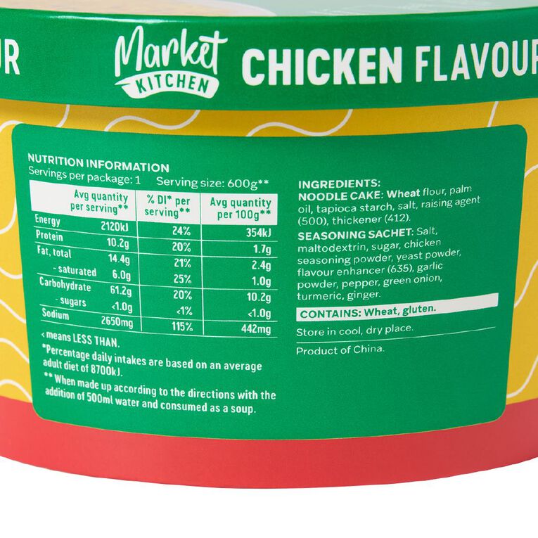 Market Kitchen Bowl Noodles Chicken 100g, , hi-res