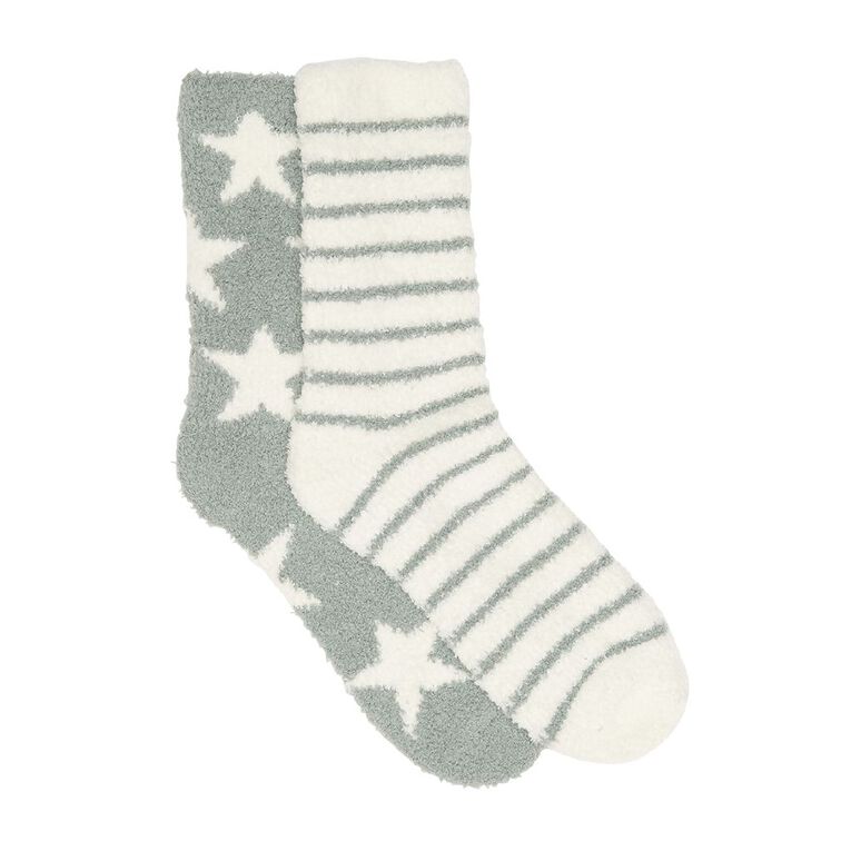 H&H Women's Bed Socks 2 Pack Green Mid The Warehouse