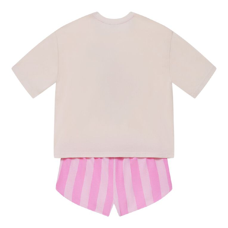 H&H Girls' Jersey Short Sleeve Pyjama Set, Pink Light, hi-res