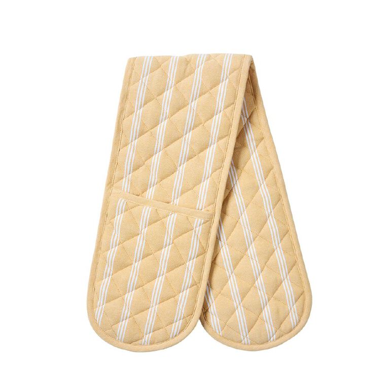 Living & Co Cotton Double Oven Glove Stripe Yellow, , hi-res