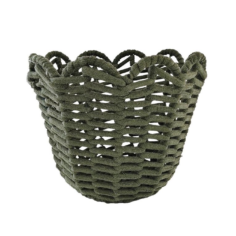 Living & Co Basket Open Weave Round Green, , hi-res