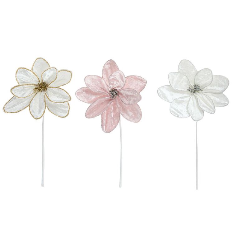 Wonderland Poinsettia Pick Decoration Assorted, , hi-res