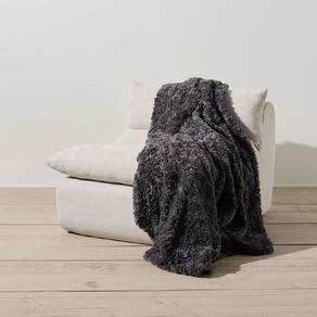 Living & Co Throw Faux Fur Texture Grey 127cm x 152cm