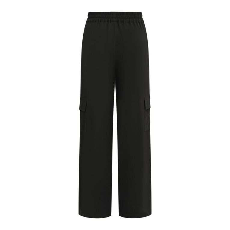 H&H Women's Twill Wide Leg Cargo Pants, Black, hi-res