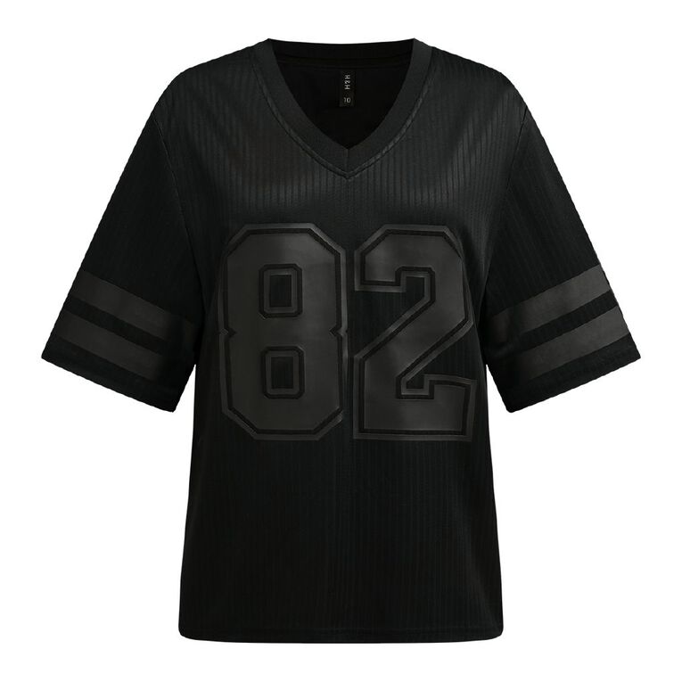 H&H Women's Short Sleeve Stripe Sports Tee, Black, hi-res