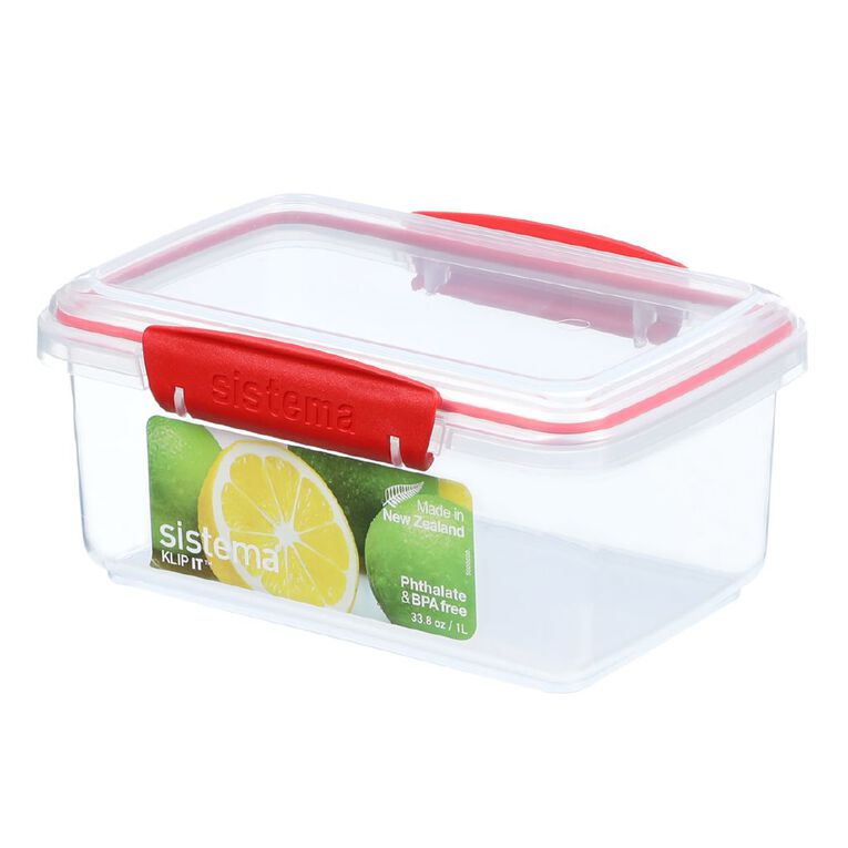 Sistema Klip It Red Rectangular Box Clear 1L Clear 1L, , hi-res