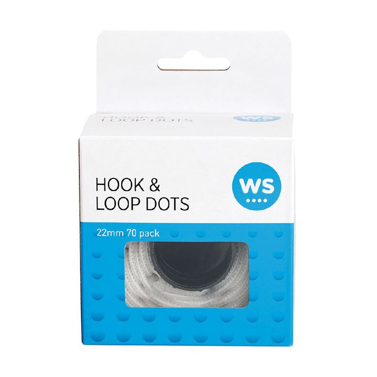 WS Hook & Loop Dots 22mm 70 Pack White, , hi-res