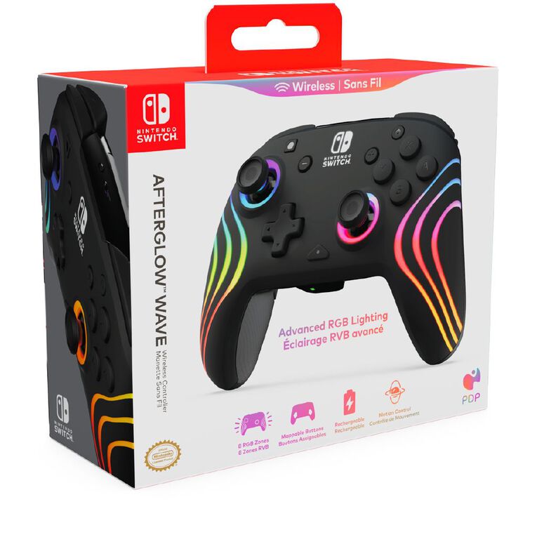 PDP Afterglow Wave Wireless Plus Nintendo Switch Controller Black, , hi-res