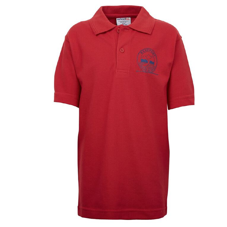 Schooltex Westport South Short Sleeve Polo with Transfer, Red Mid, hi-res