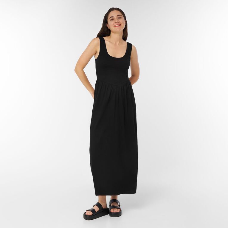 H&H Women's Shirred Bodice Midaxi, Black, hi-res