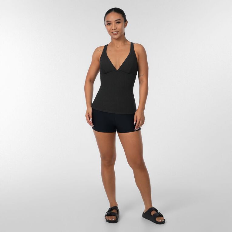 H&H Women's Crinkle Tankini, Black, hi-res