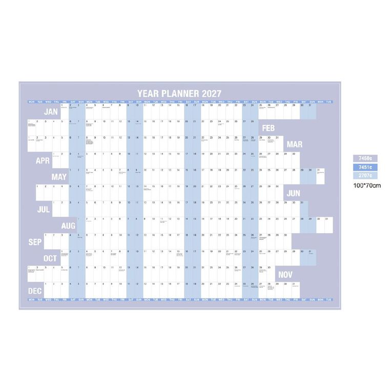 WS 2027 Wall Planner 1000x700mm, , hi-res