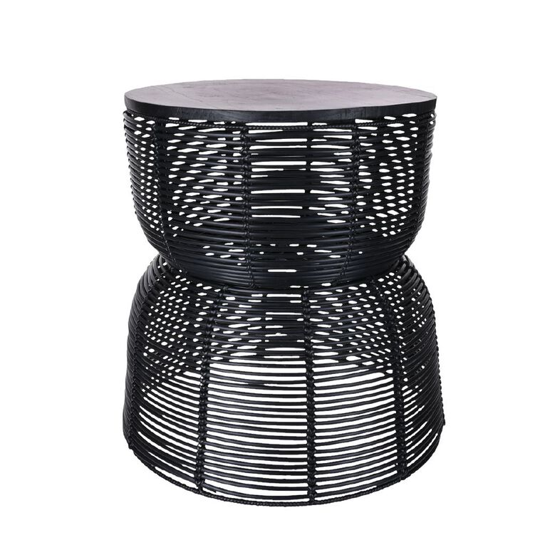 Living & Co Lucia Woven SideTable Black, , hi-res