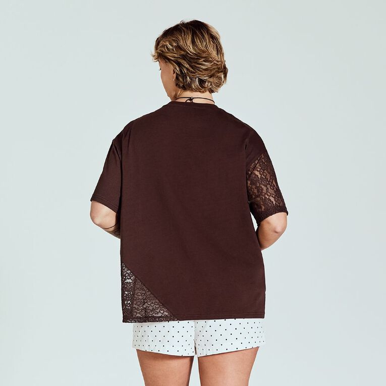 BRDRLESS Piper Panel Short Sleeve Graphic Tee, Brown Dark, hi-res