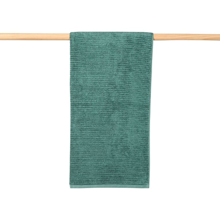 Living & Co Plush Ribbed Bath Towel Green 68cm x 137cm, Green, hi-res