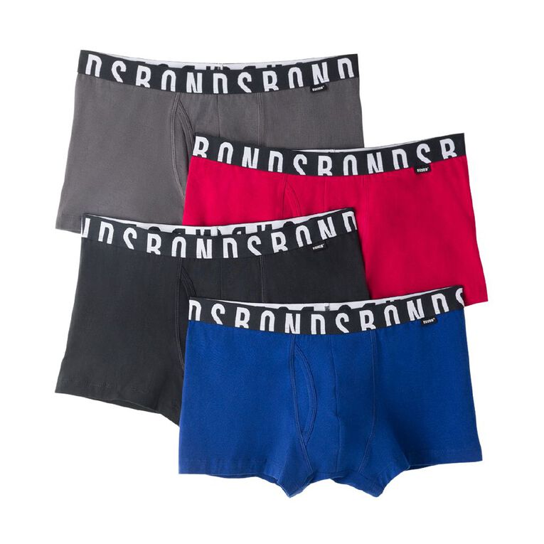 B FOR BONDS Men's Trunks 4 Pack, Red, hi-res
