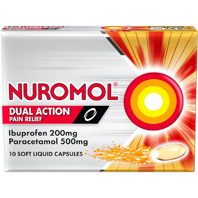 Nuromol Dual Action Liquid Pain Relief Capsules 10Ea, , hi-res