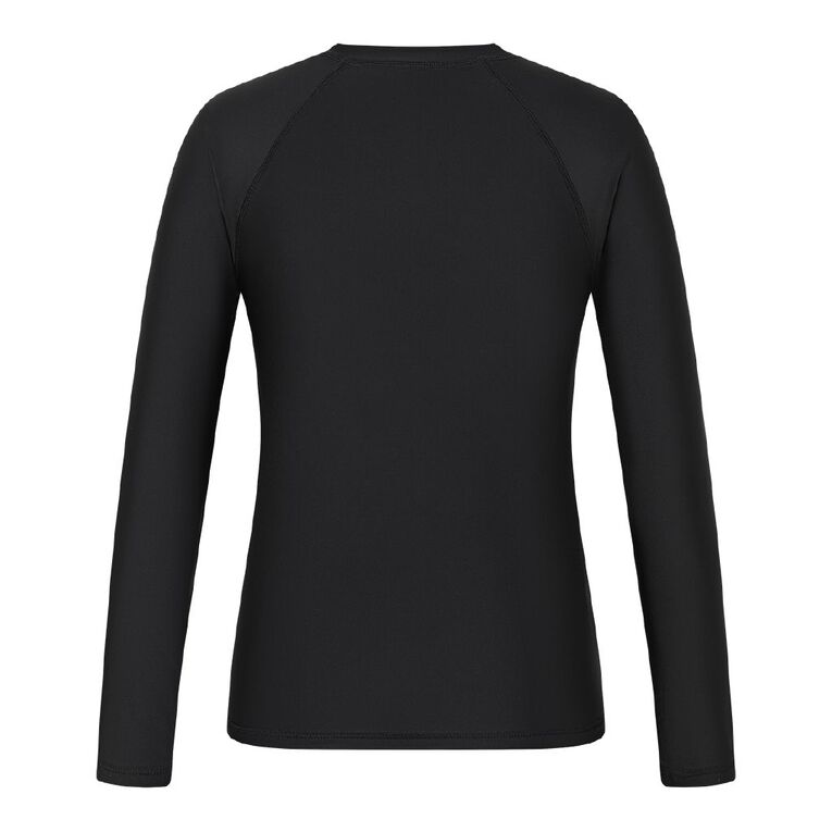 H&H Women's Long Sleeve Zip-Thru Rash Top, Black, hi-res