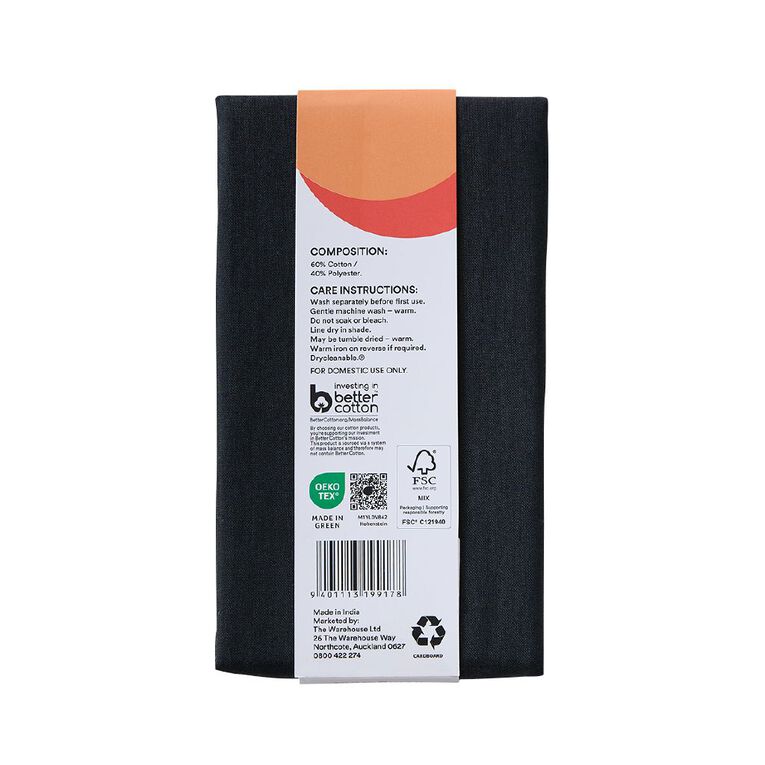 Living & Co Pillowcase U-Shape 250TC Black, , hi-res