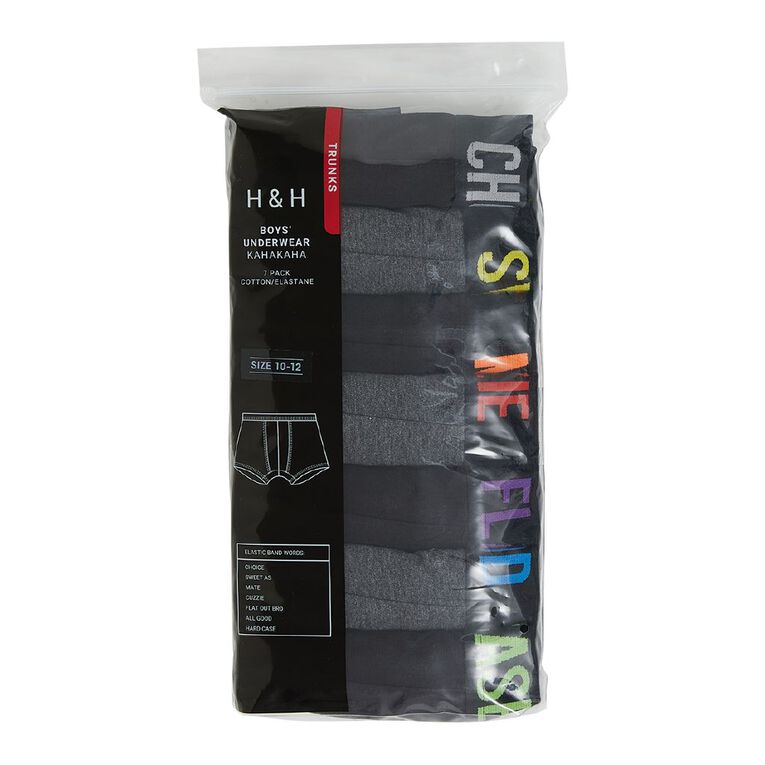 H&H Boy's Weekday Trunks 7 Pack, Grey Dark, hi-res