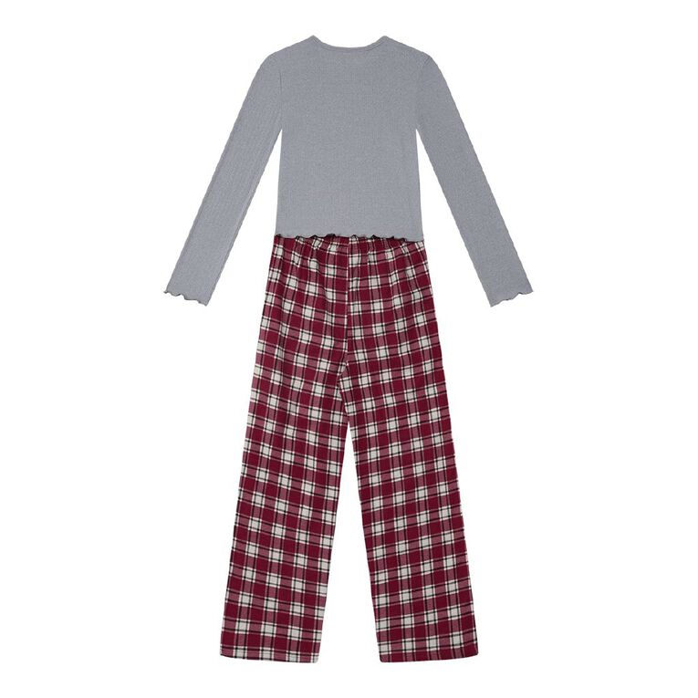 Stranger Things Girls' Pointelle and Flannelette Pyjama Set, Red Mid, hi-res