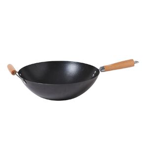 Living & Co Non Stick Wok with Wooden Handle Black 35cm