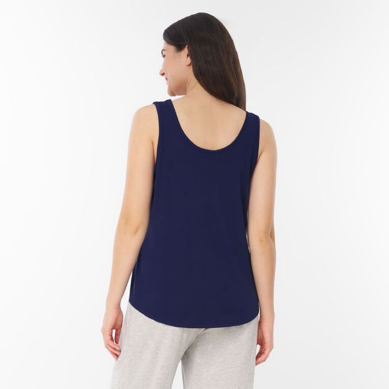 H&H Women's Comfy Pyjama Singlet, Blue Dark, hi-res