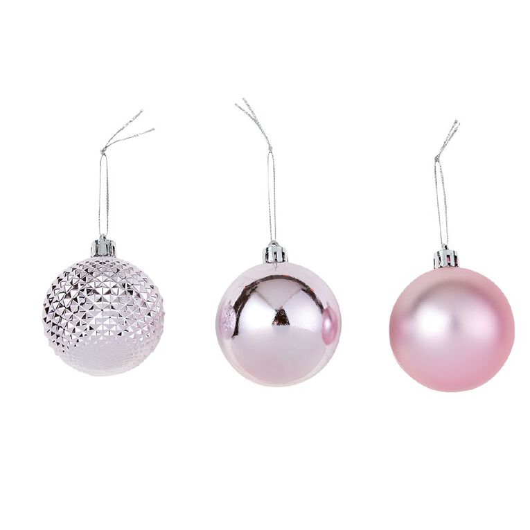 Wonderland Christmas Baubles 6cm Pink 10 Pack, , hi-res