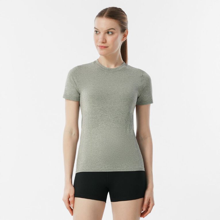 Active Intent Women's Seamless Tee, Grey Mid, hi-res