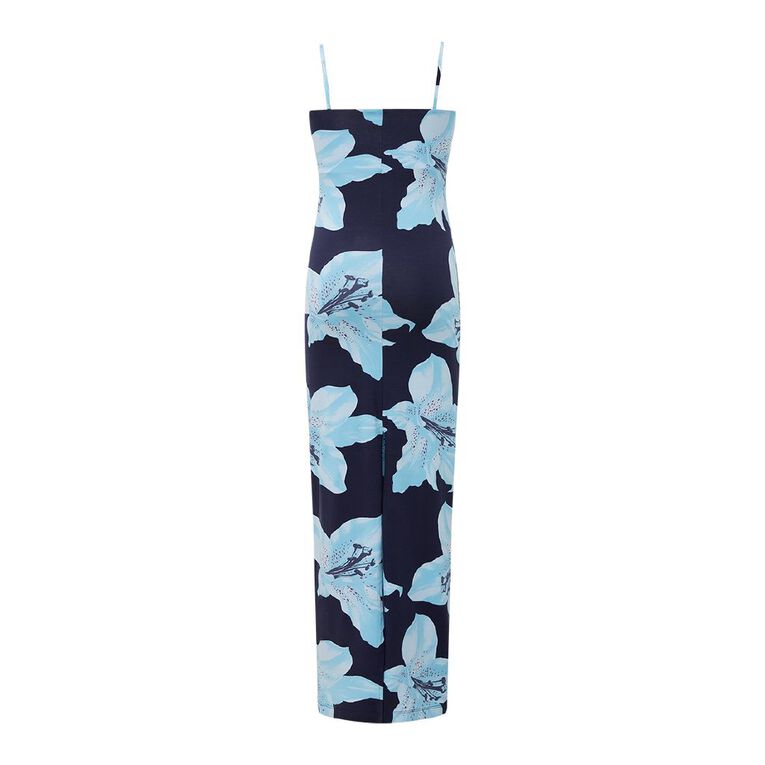H&H Women's Sleeveless Printed Contour Maxi Dress, Blue Dark, hi-res