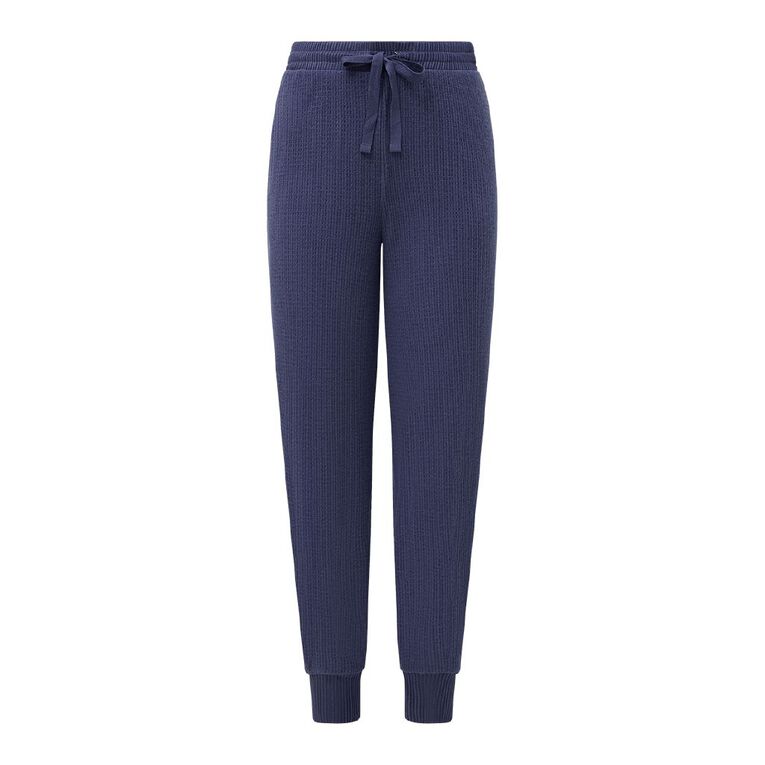 H&H Women's Soft Touch Waffle Pyjama Pants, Blue Dark, hi-res