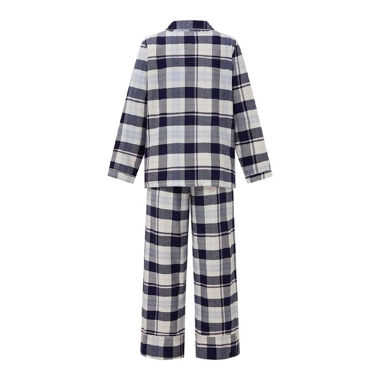 H&H Women's Boyfriend Flannelette Pyjama Set, Blue Dark, hi-res