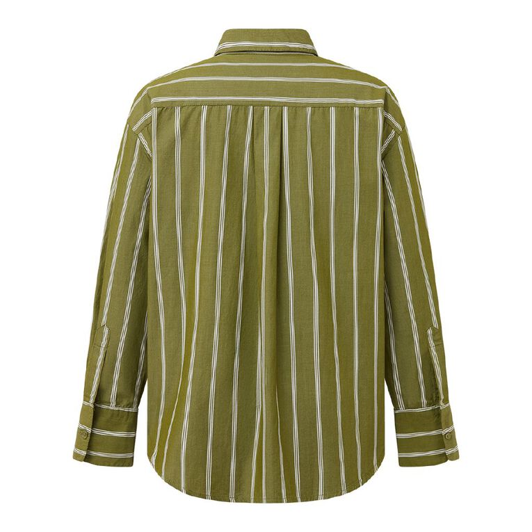 H&H Women's Long Sleeve Cotton Shirt, Green, hi-res
