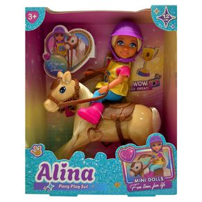 Mini Doll 12cm Pony Play Set