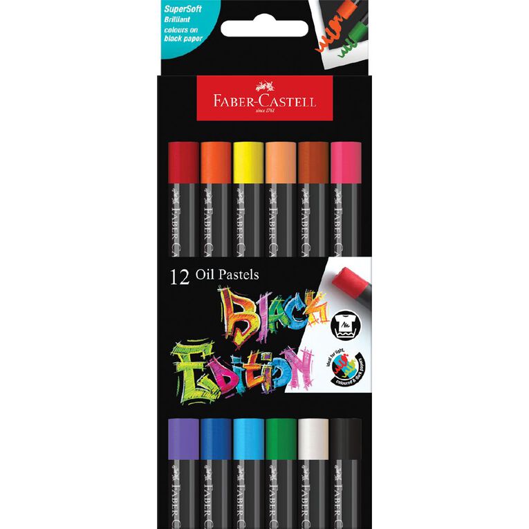 Faber-Castell Black Edition Oil Pastels 12 Pack, , hi-res