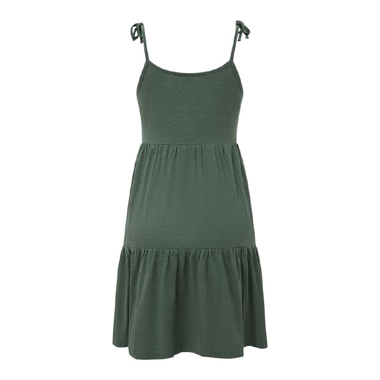 H&H Women's Tiered Slub Mini Dress, Green Dark, hi-res