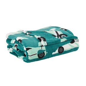 Living & Co Kids Coral Fleece Throw Race Cars Blue