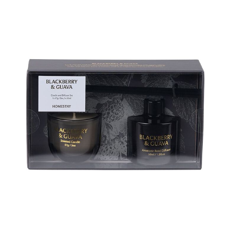 Living & Co Homestay Candle and Diffuser Set Blackberry and Guava, , hi-res