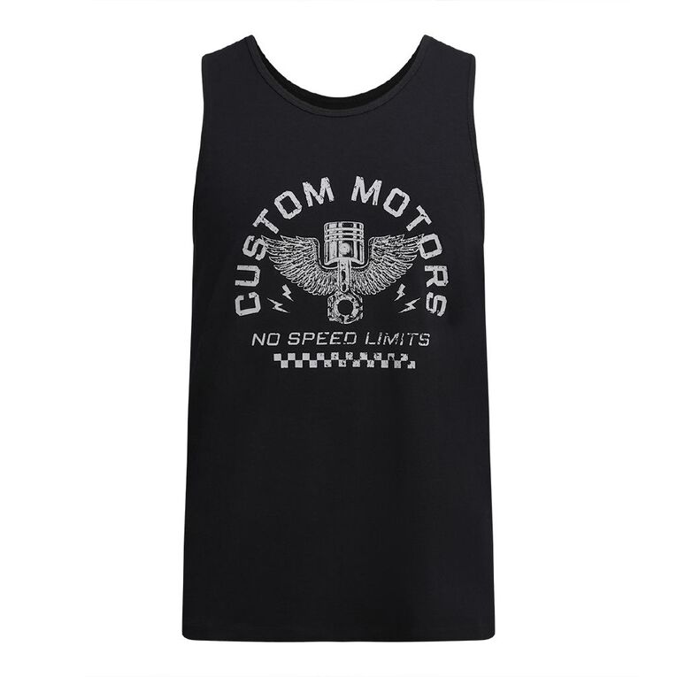 H&H Men's Graphic Print Singlet, Black, hi-res