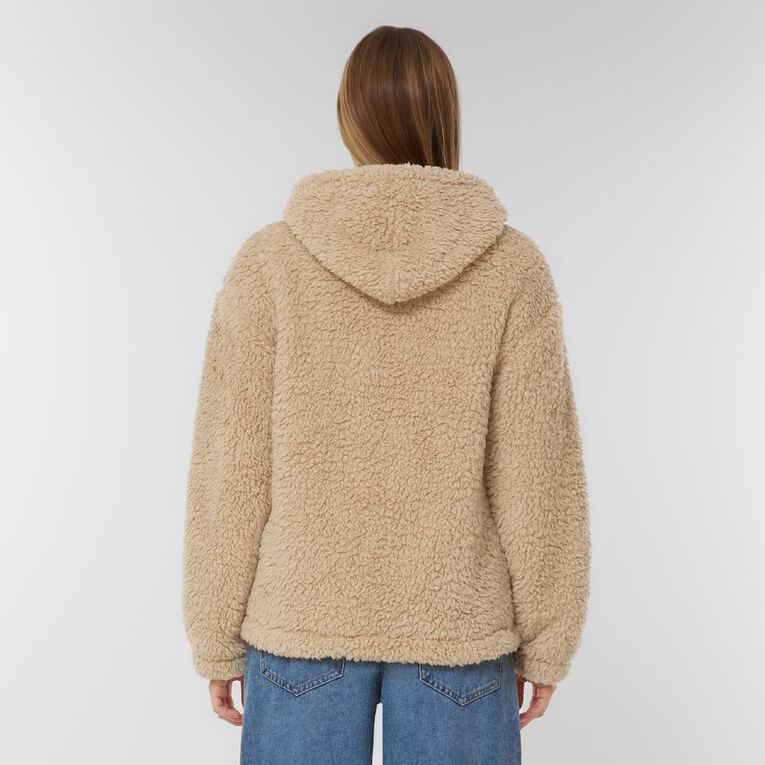 H&H Women's Zip Thru Recycled Sherpa Hood, Blue, hi-res