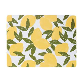 Living & Co Summer Lemon Rect Cork Placemat Blue/White 30cm x 40cm