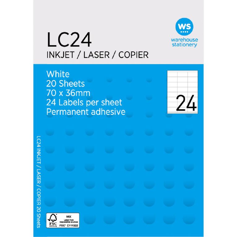 WS LC24 Labels 20 Sheets, , hi-res